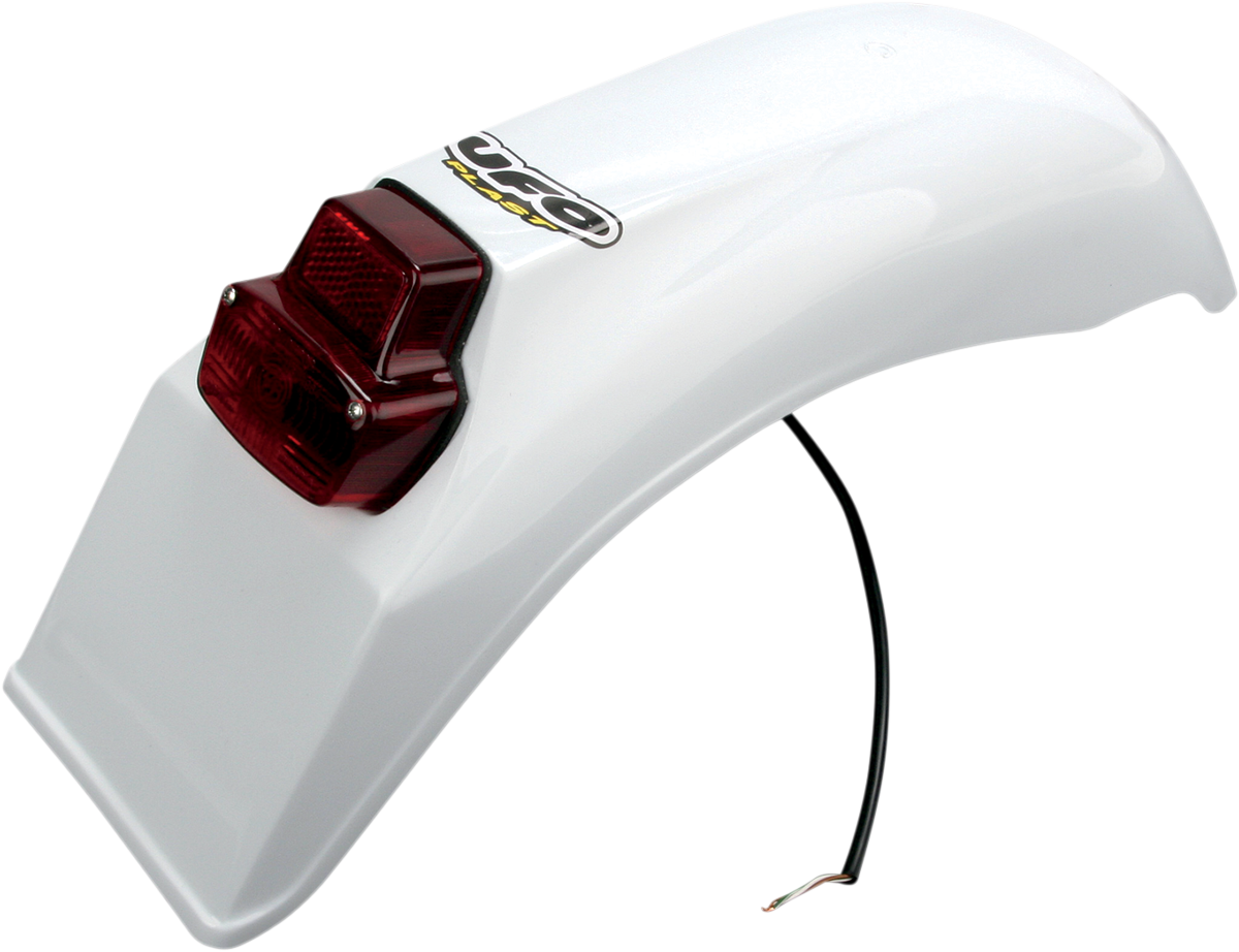 UFO Universal Enduro Rear Fender with Tail/Brake Light White - ME08026W