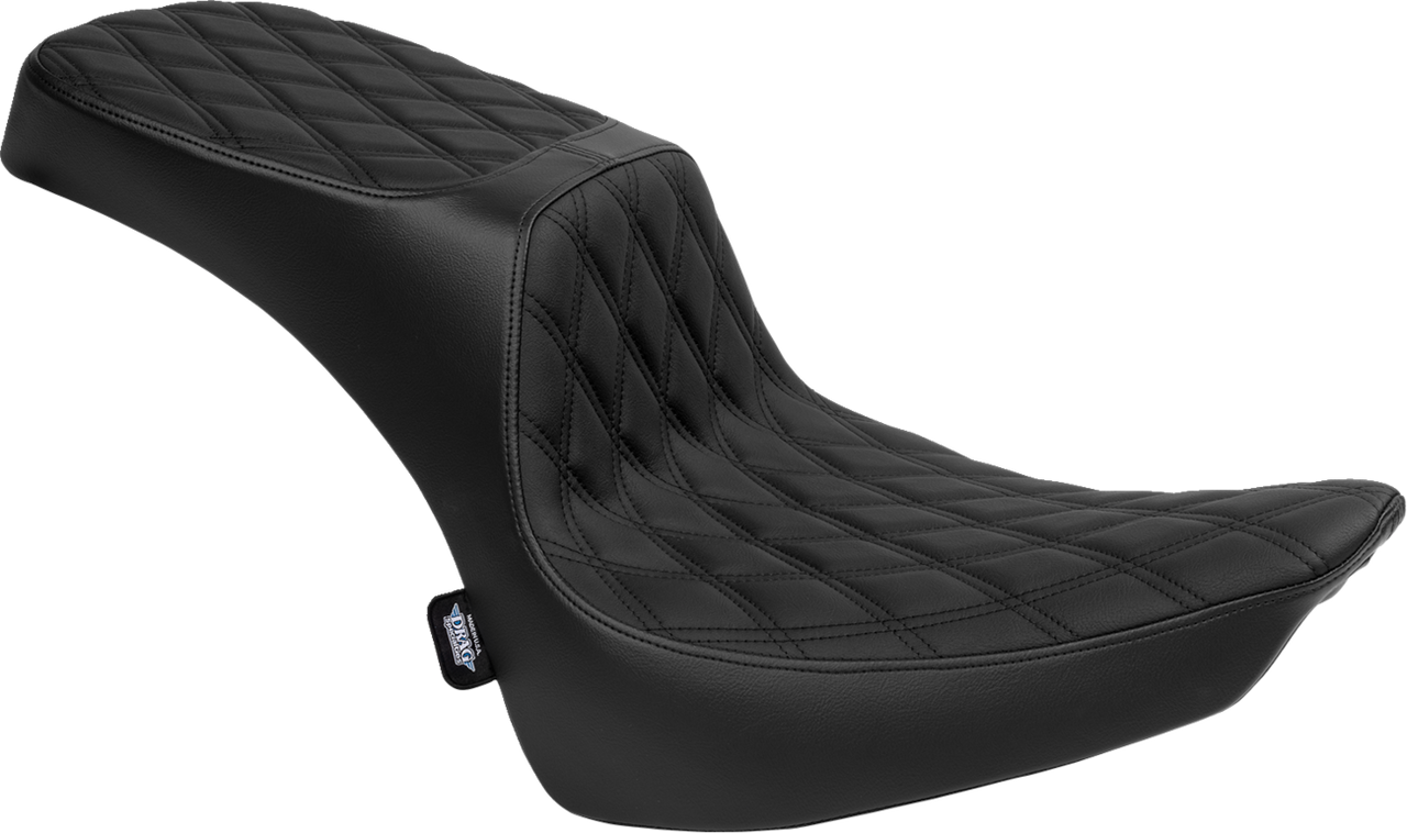 Drag Specialties Performance Predator 2-Up Seat Vinyl Double Diamond Black Thread FL '00-'17 - 4689B