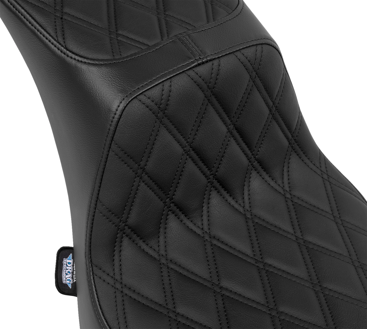 Drag Specialties Performance Predator 2-Up Seat Vinyl Double Diamond Black Thread FL '00-'17 - 4689B