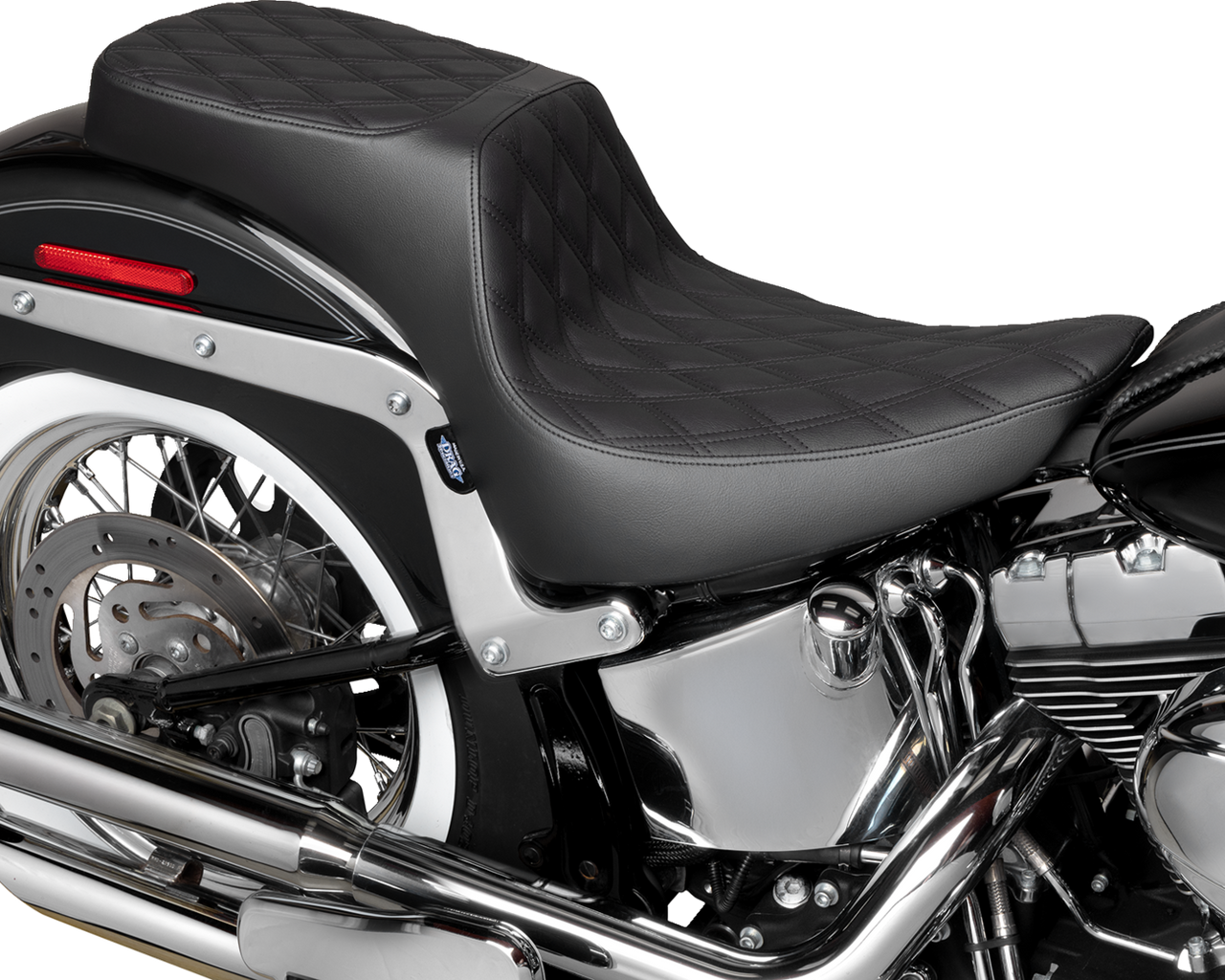 Drag Specialties Performance Predator 2-Up Seat Vinyl Double Diamond Black Thread FL '00-'17 - 4689B