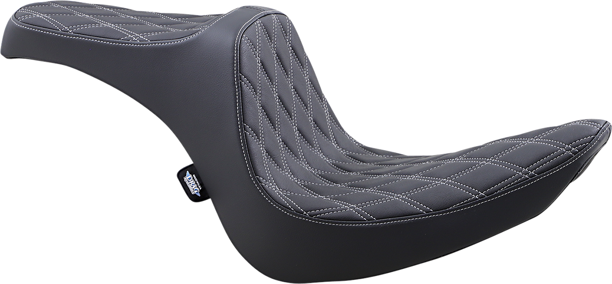 Drag Specialties Predator III 2-Up Seat Vinyl Double Diamond Silver Stitching Softail '06-'17 - 08021439