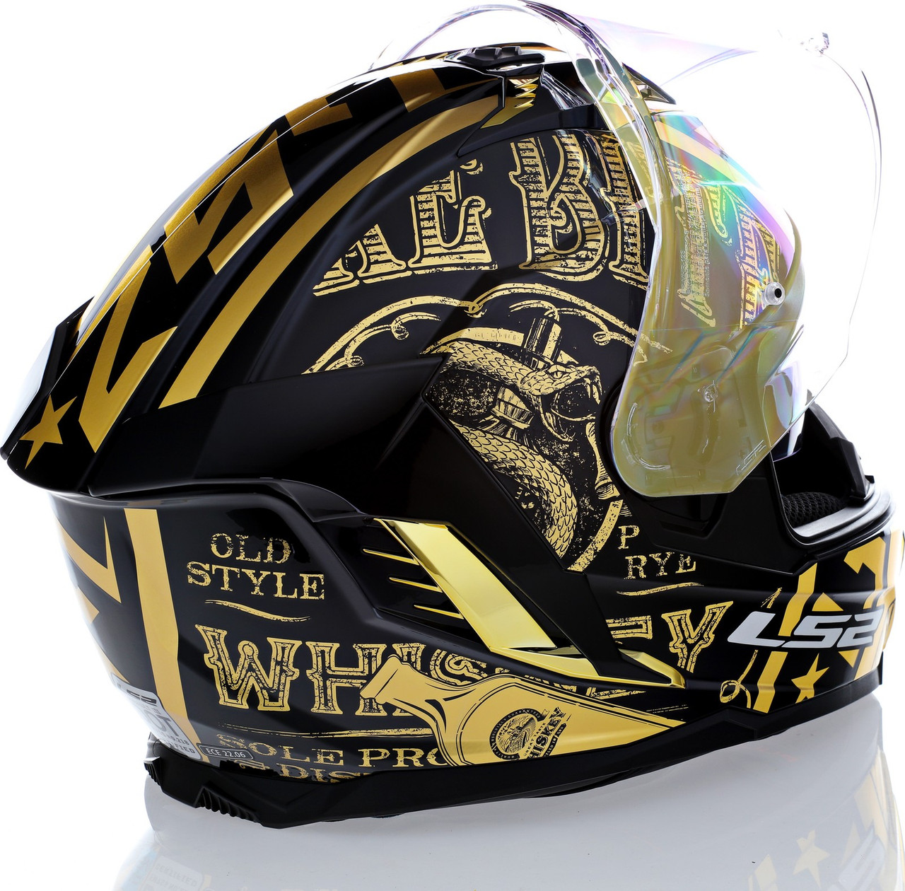 LS2 Assault III Snakebite Chameleon Black Gold Helmet - Speed Addicts
