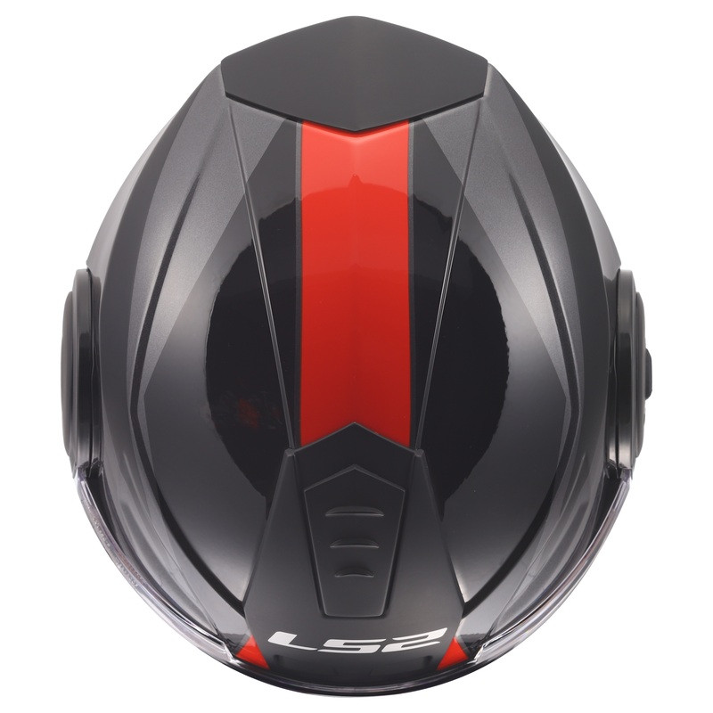 LS2 Horizon II Hamr Black Titanium Red Helmet