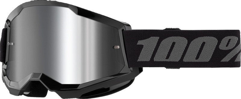 100% Strata 2 Black Silver Mirror Goggles