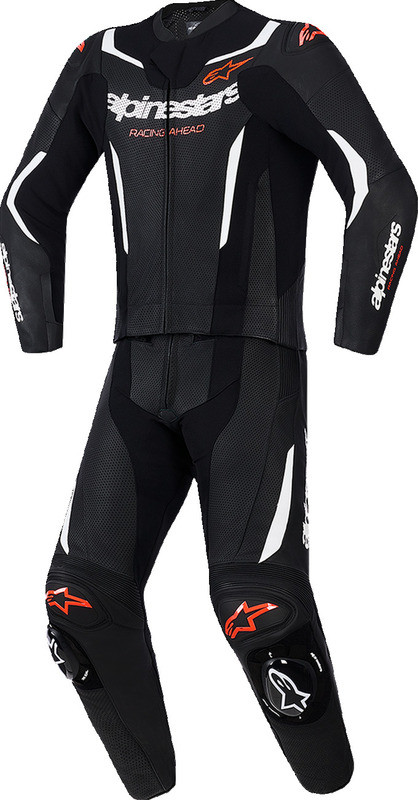 Alpinestars GP Force V2 2-Piece Leather Black White Red Fluo Suit