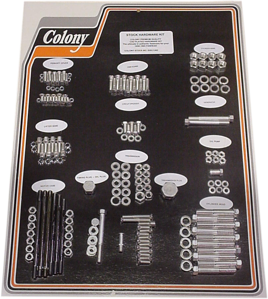 Colony Machine Hardware Kit Stock/Motor Cadmium Plated '58-'65 Duo Glide/Electra Glide - 8303 CAD