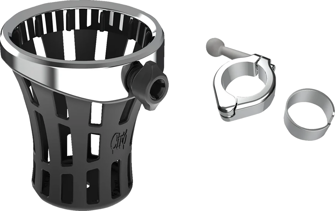 Ciro Gen 2 Drink Holder Big Ass Chrome Chrome 1-1/8"/1-1/4" Handlebar Mount - 55814