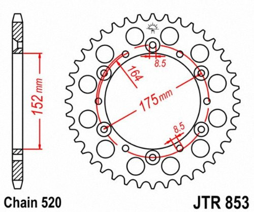 Jt Rear Steel Sprocket 43T - JTR853.43