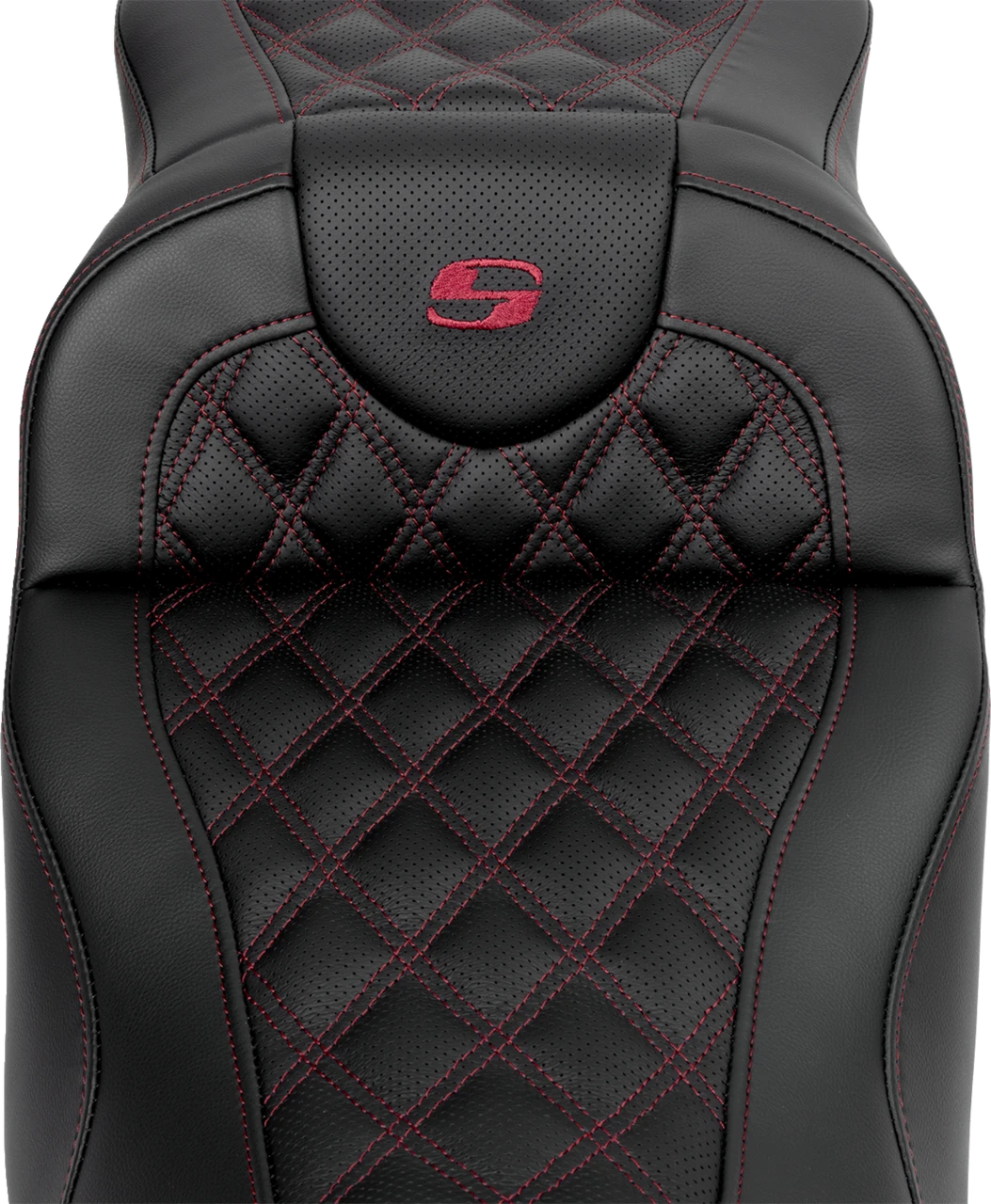 Saddlemen Roadsofa Extended Reach Seat Lattice Stitch Wine Berry Stitch with Backrest FL '08size '23 - A808-07R-184BUR