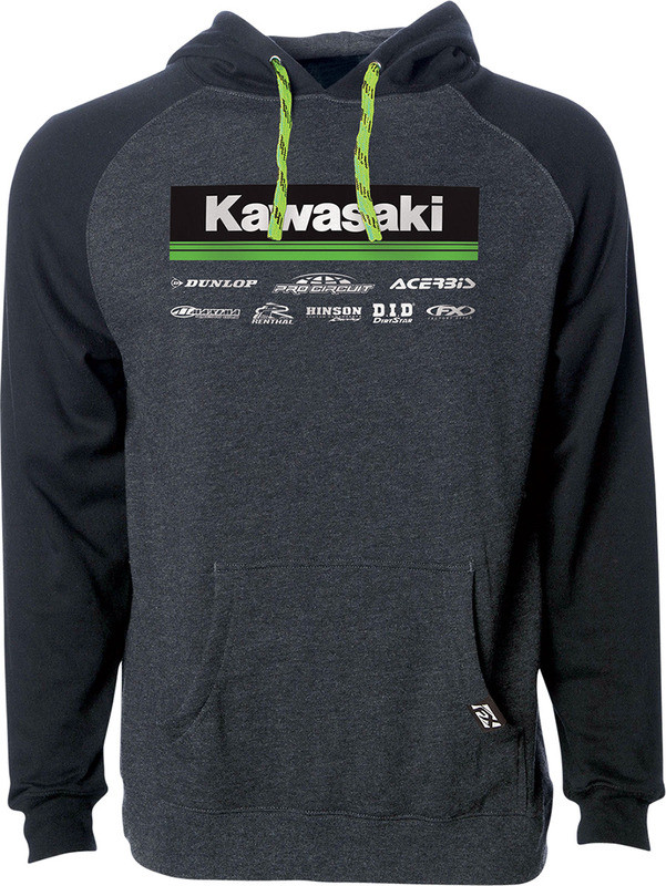 Factory Effex Kawasaki 21 Racewear Charcoal Black Hoodie