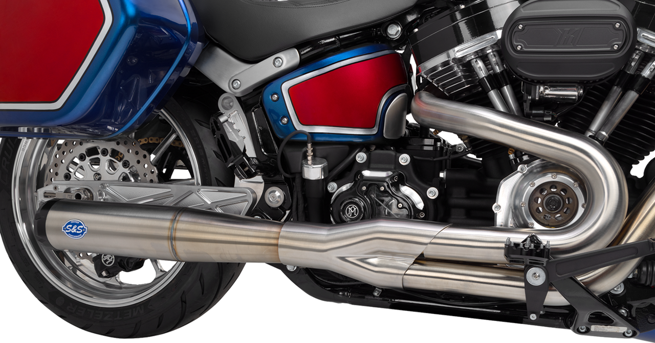 S&S Cycle SuperStreet 2:1 50 State Exhaust System M8 Softail size  Stainless Steel - 550-0996B