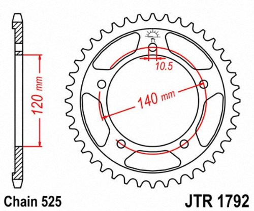 Jt Rear Steel Sprocket 43T - JTR1792.43