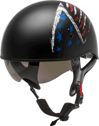 Gmax Hh-65 Half Helmet Bravery Matte Black Red White Blue