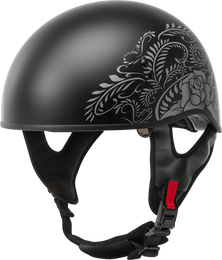 Gmax HH-65 Half Helmet Rose Naked Matte Black Silver