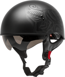 Gmax HH-65 Half Helmet Devotion Naked Matte Black Silver