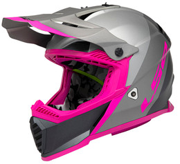 LS2 Gate Launch Matte Silver Gray Pink Helmet