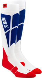100% Hi-Side White Blue Performance Socks