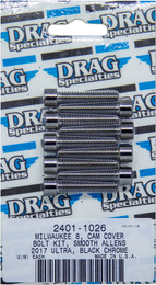 Drag Specialties Bolt Kit M8 Camshaft Cover Black/Chrome Smooth  -  2401-1026