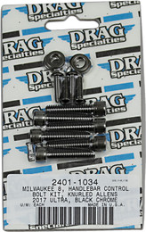 Drag Specialties Bolt Kit M8 Hand Black/Chrome Knurled  -  2401-1034