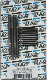 Drag Specialties Bolt Kit M8 Outer Primary Black/Chrome Knurled  -  2401-1040