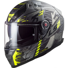 LS2 Citation II Techbot Matte Titanium Hi-Vis Yellow Helmet