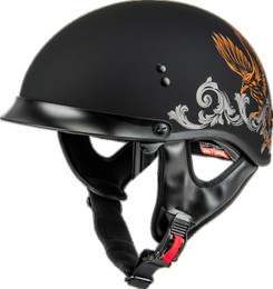 Gmax HH-65 Corvus Matte Black Silver Orange W/ Peak Helmet
