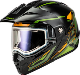 Gmax MD-74S Spectre Black Green Electric Shield Snow Helmet