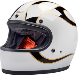 Biltwell Gringo ECE 22.06 Flames White Black Helmet
