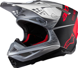 Alpinestars Supertech M10 Flood Glossy Silver Black Orange Fluo Helmet