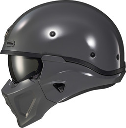 scorpion covert solid helmet ScorpionEXO 2 Open Face 3/4 Full Mode Motorcycle Bluetooth Ready Speaker Pockets Interchangeable Mouth Cover DOT Approved (Cement Grey resulting in 3 distinct riding configurations Scorpion EXO Covert FX Full