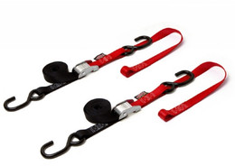 Powertye Cam Buckle Soft-Tye Tie-Downs Black/Red 1"X6' - 23621