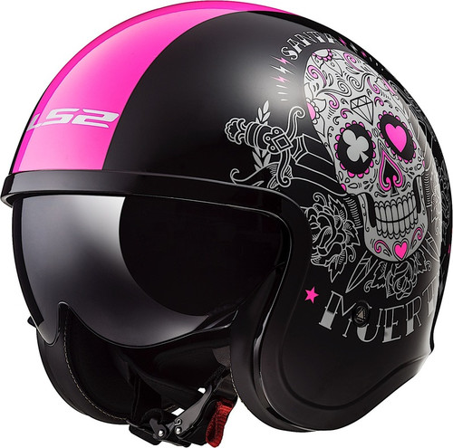 LS2 Spitfire Pink Muerte Gloss Black Helmet