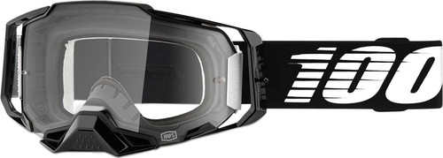 100% Armega Black Clear Goggles-Clear Lens