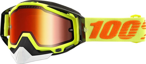 100% Racecraft Attack Yellow with Red Mirror Lens Snow Goggles