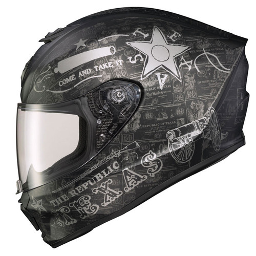 Scorpion Exo-R420 Full-Face Lone Star Helmet Black Silver Scorpion Exo-R420 Full-Face Lone Star Helmet Black Silver