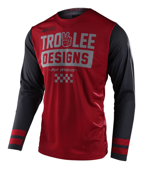 Troy Lee Designs Scout GP Peace & Wheelies Burgundy Dark Gray Jersey Troy Lee Designs Scout GP Peace & Wheelies Burgundy Dark Gray Jersey