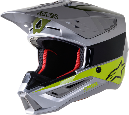Alpinestars S-M5 Bond Silver Yellow Fluo Military Green Helmet Alpinestars S-M5 Bond Silver Yellow Fluo Military Green Helmet