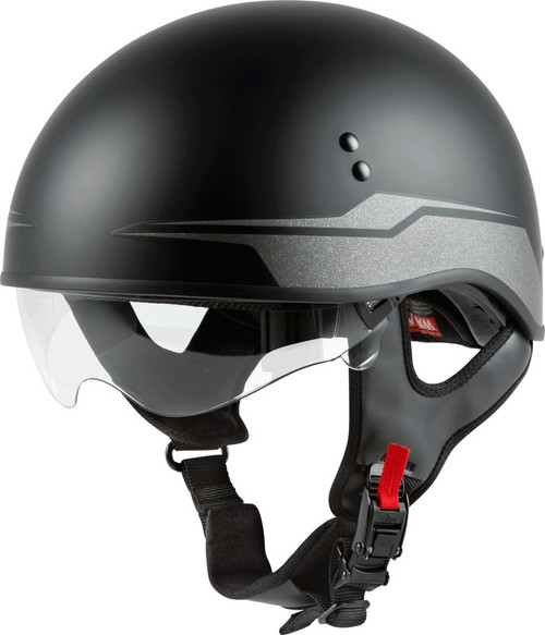Gmax HH-65 Half Helmet Source Naked Matte Black Silver