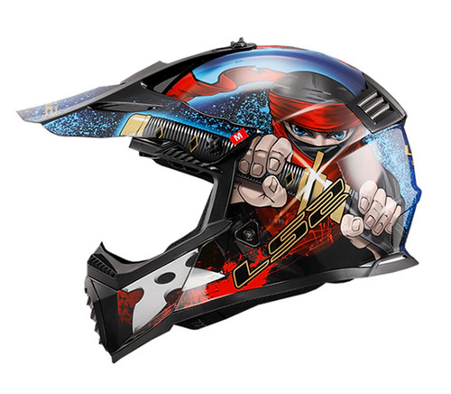 LS2 Gate Ninja Gloss Red Blue Youth Helmet LS2 Gate Ninja Gloss Red Blue Youth Helmet