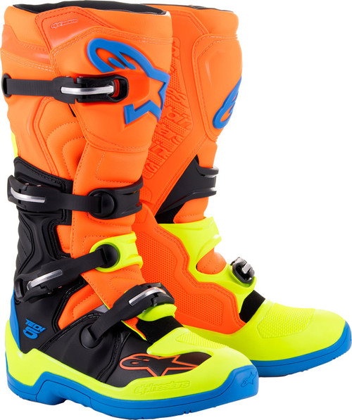Alpinestars Tech 5 Blue Orange Yellow Fluo Boots