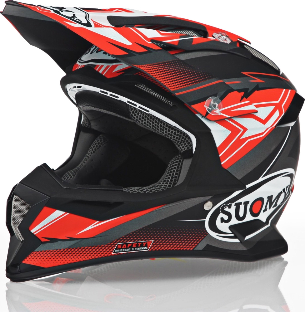 Suomy Carbon Alpha Waves Matte Red Silver Helmet Speed Addicts