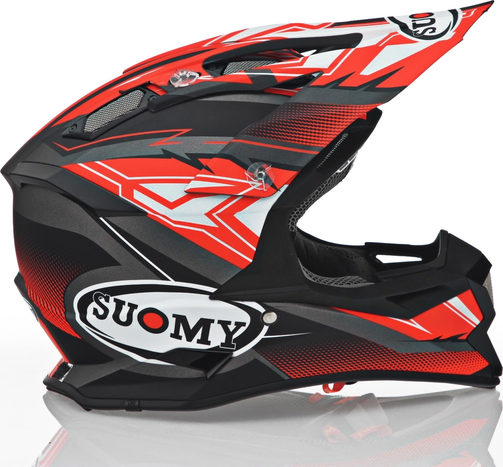 Suomy Carbon Alpha Waves Matte Red Silver Helmet
