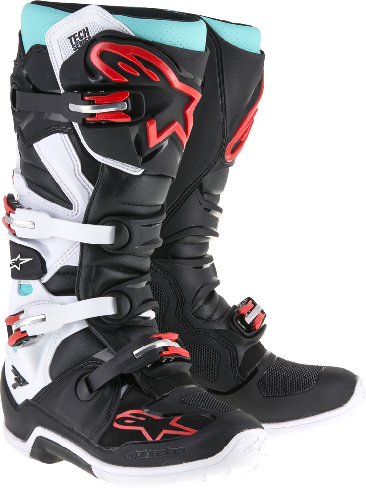 Alpinestars Tech 7 Boots Black Turquoise White Red - Speed Addicts