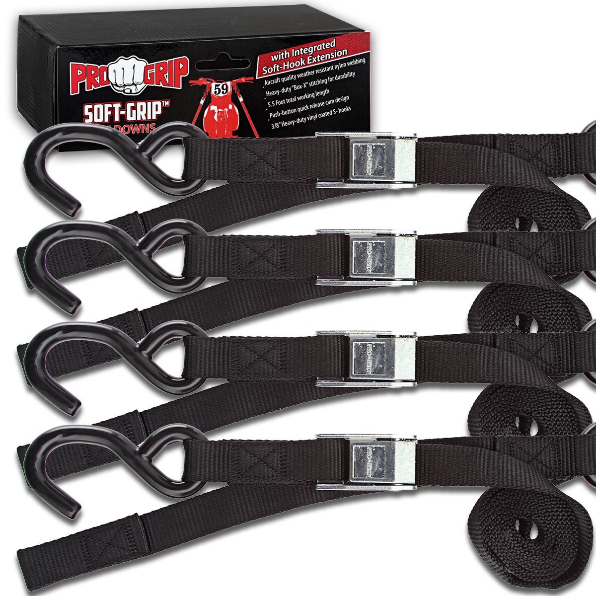Progrip Powersports Motorcycle Soft Loop Tie Down Straps Lab