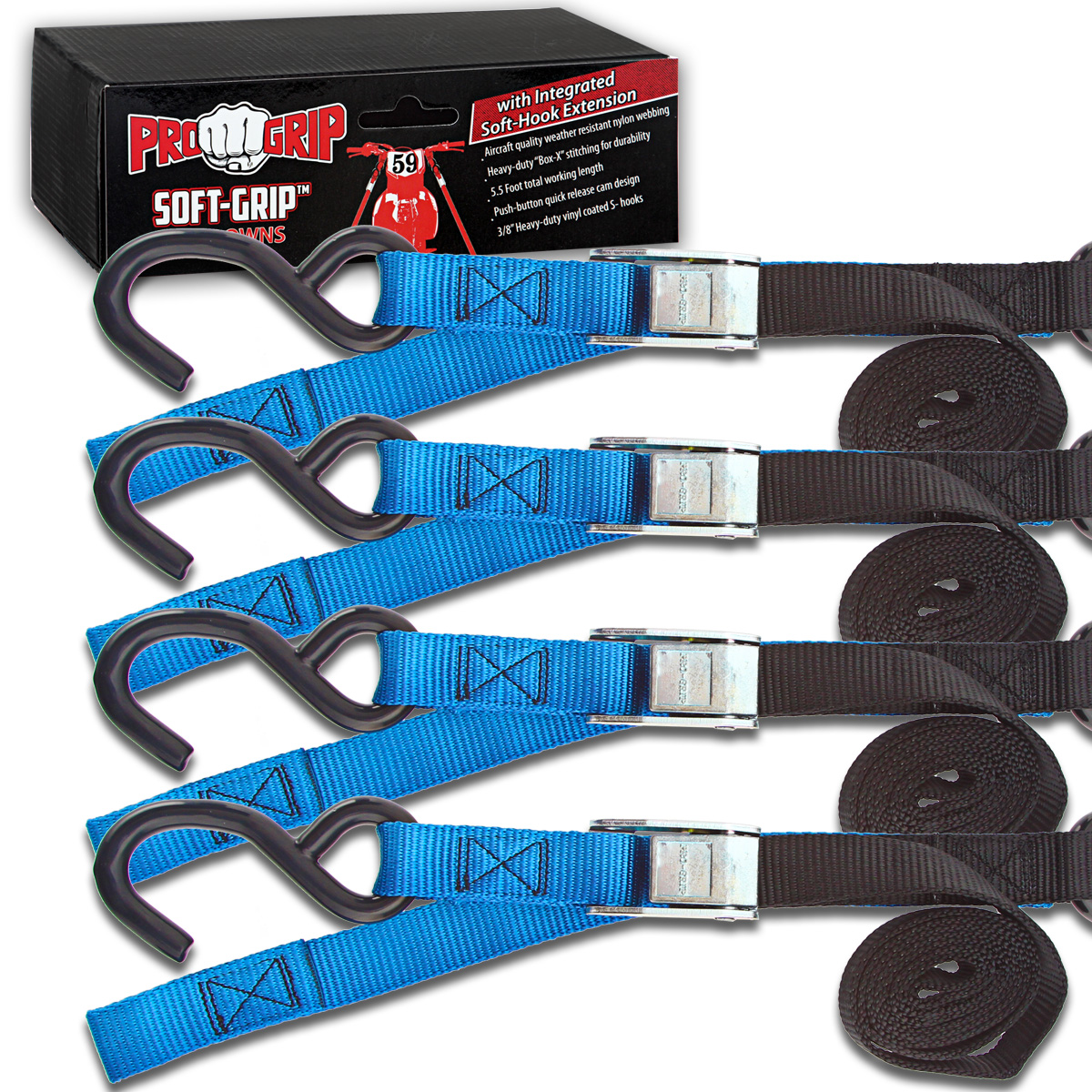 Progrip Powersports Motorcycle Soft Loop Tie Down Straps Lab