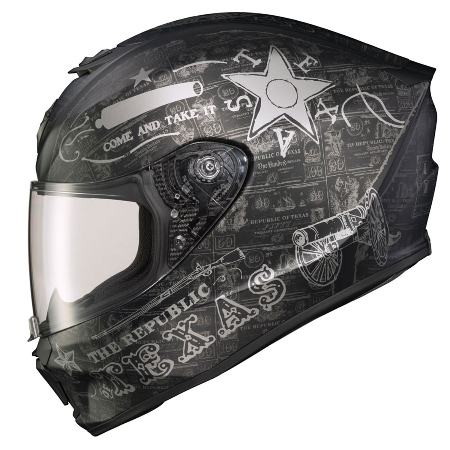 Scorpion EXO-R420 Full-Face Lone Star Helmet Black Silver - Speed