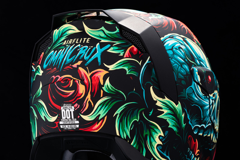 icon airflite good fortune helmet Airframe Pro™ - Soul Food - Blue ECE 22.06 approved Icon Airflite Trick or Street