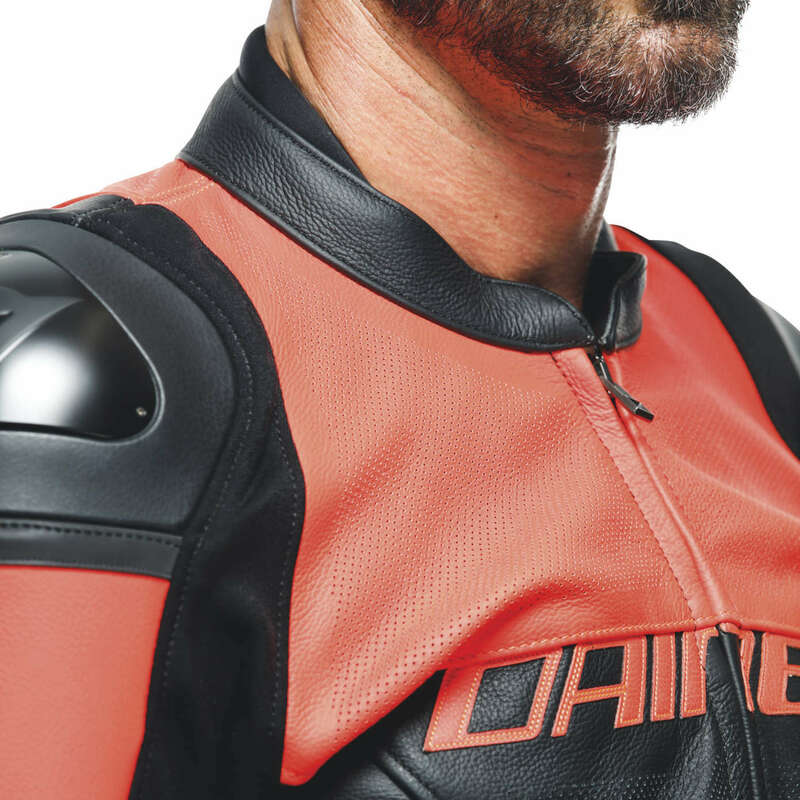 Dainese Racing 4 Perforated Black Red Leather Jacket - Speed Addicts