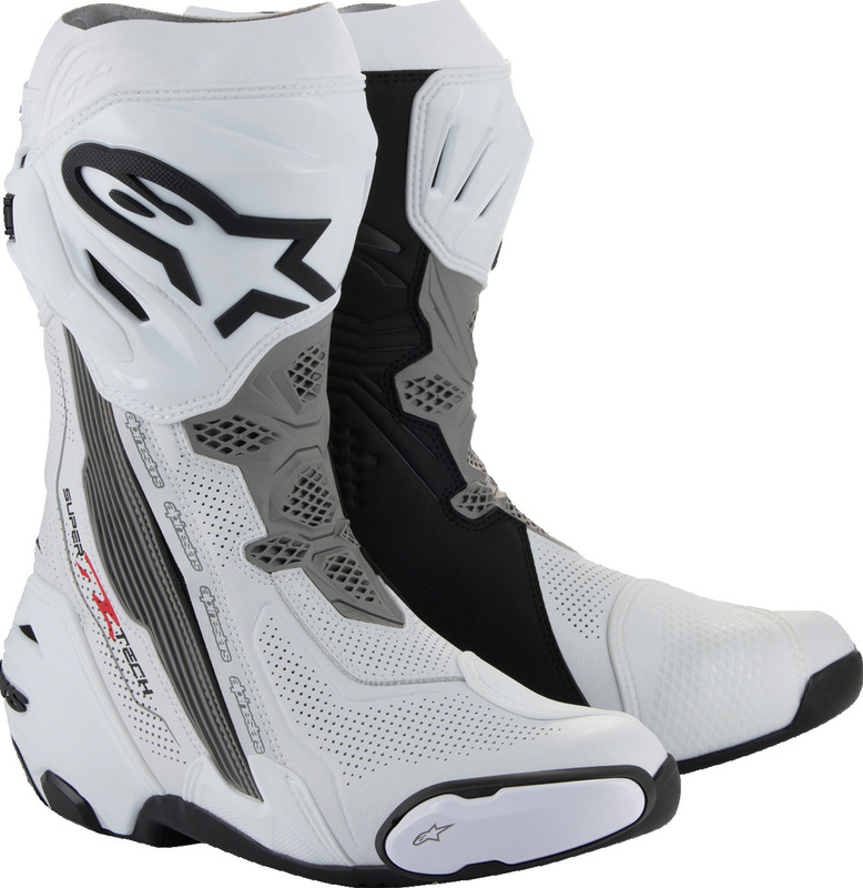 Alpinestars Supertech R Vented White Gray Black Boots - Speed Addicts