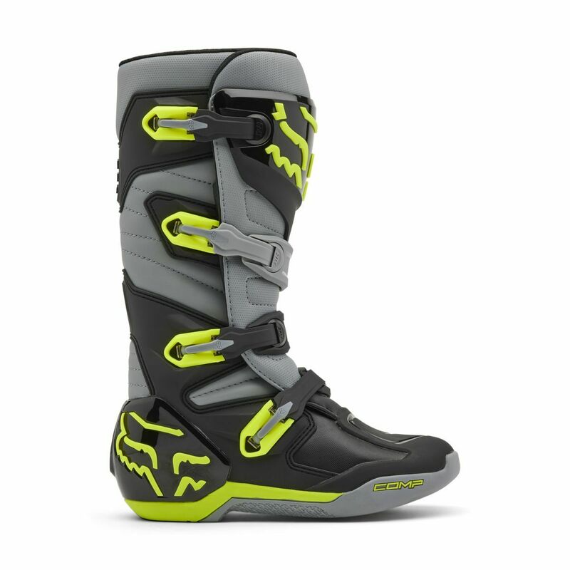 Fox Racing V25 Comp Gray Yellow Boots - Speed Addicts